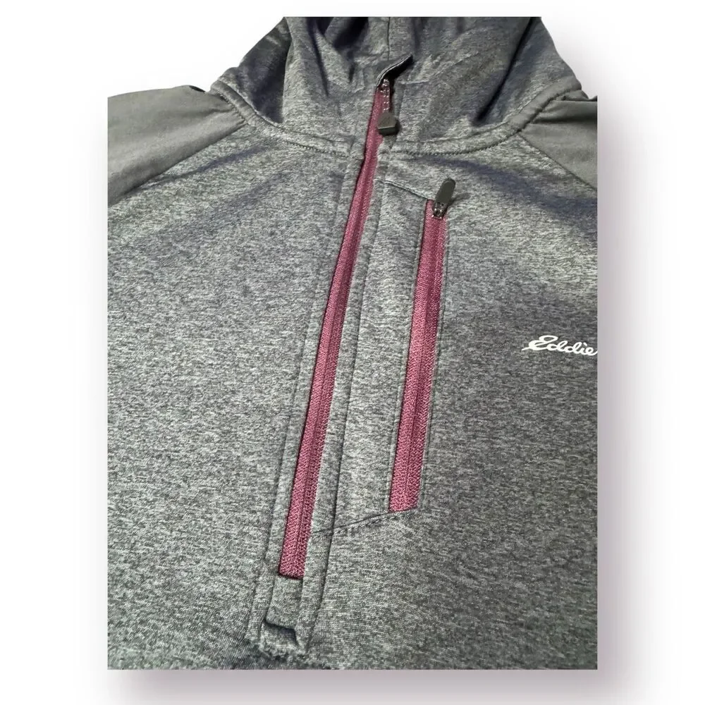 Eddie Bauer Mens Medium Gray 1/4 Zip Sweatshirt Hoodie Shirt Size Large Gorpcore
